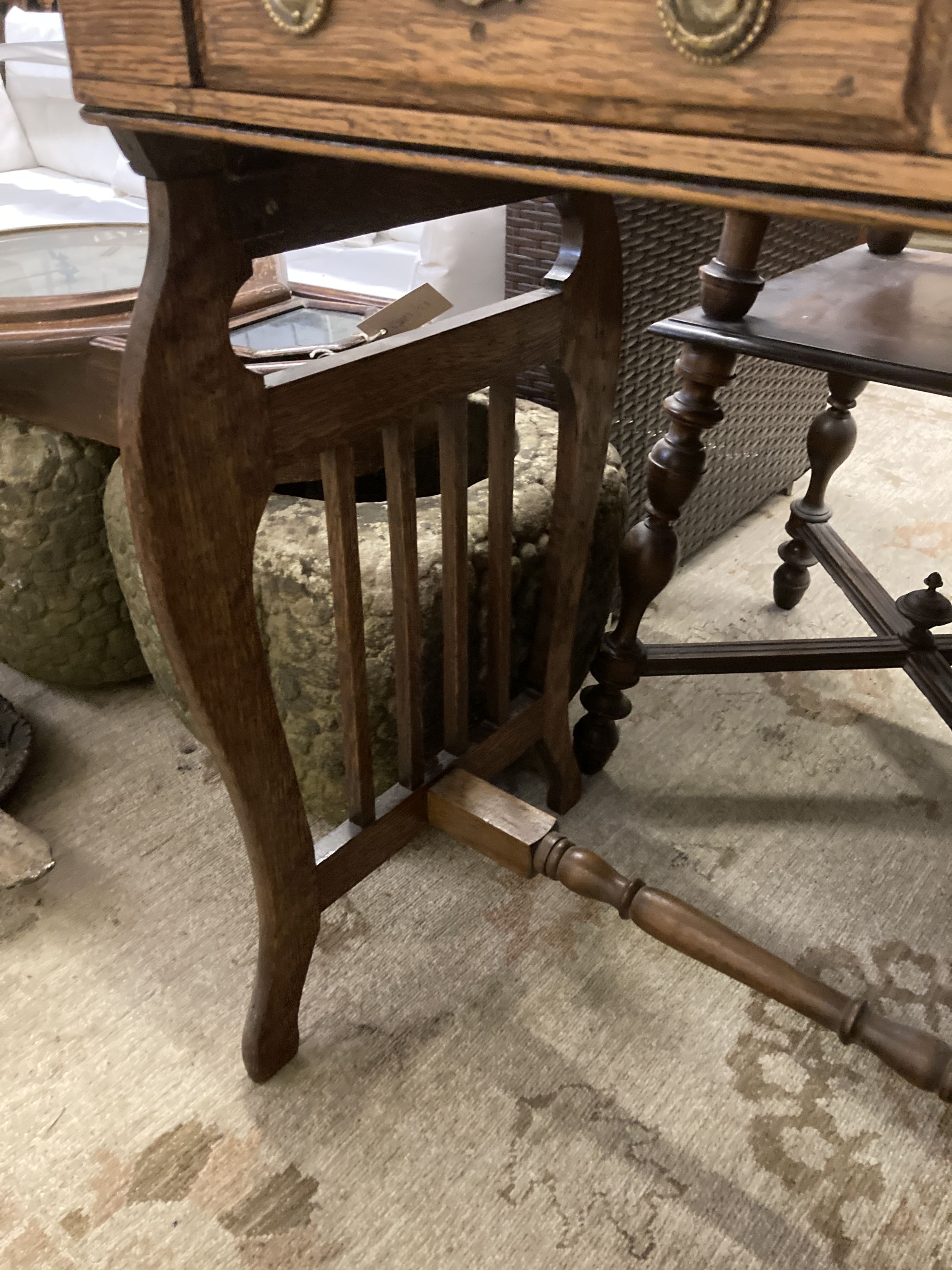 A late Victorian oak side table, width 82cm depth 44cm height 71cm